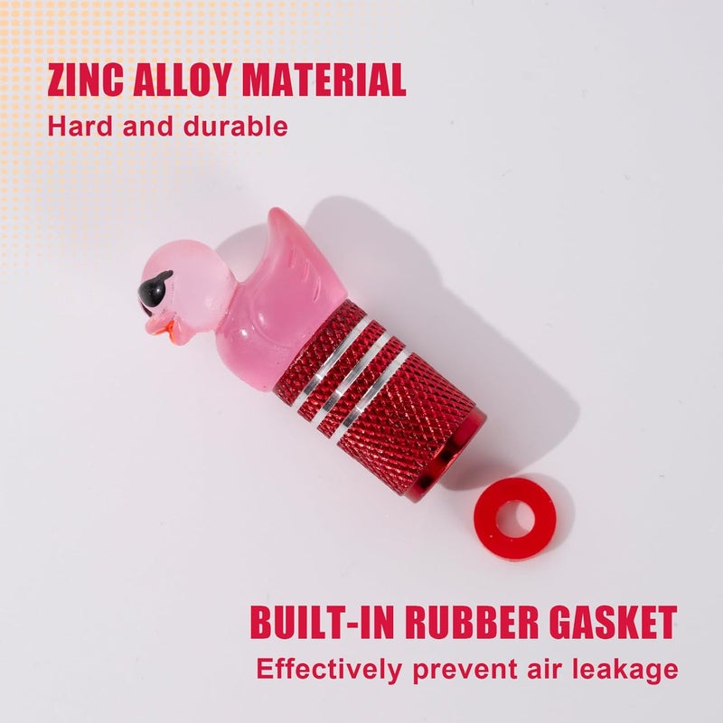Rislobx 4Pcs Tire Valve Stem Cap Cover for Car SUV Truck, Valve Cover with Funny Duck Sunglasses, Decorative Tire Valve Caps Wheel Accessories (Red Sunglasses Duck) - Image 2